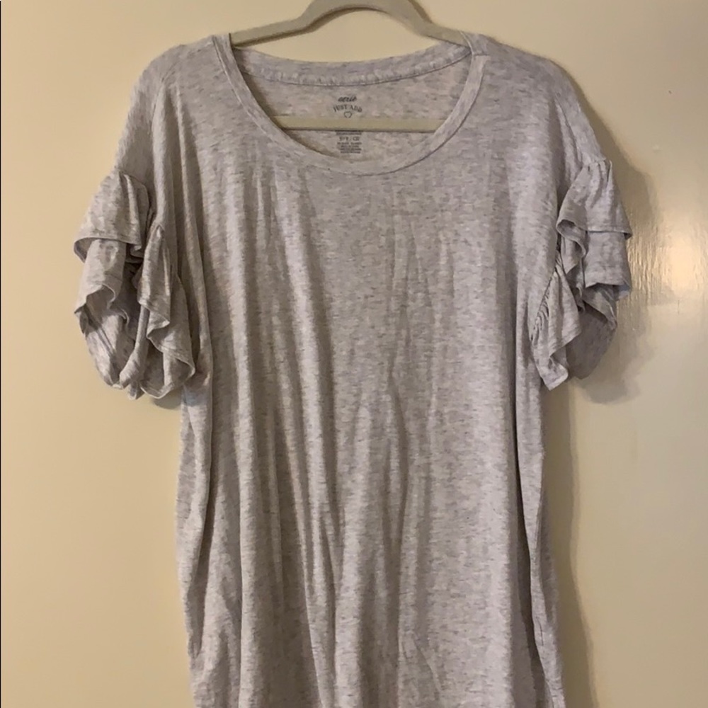 Grey comfy tee with flutter sleeves!